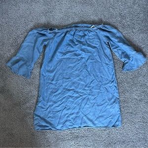 Off the shoulder blue dress